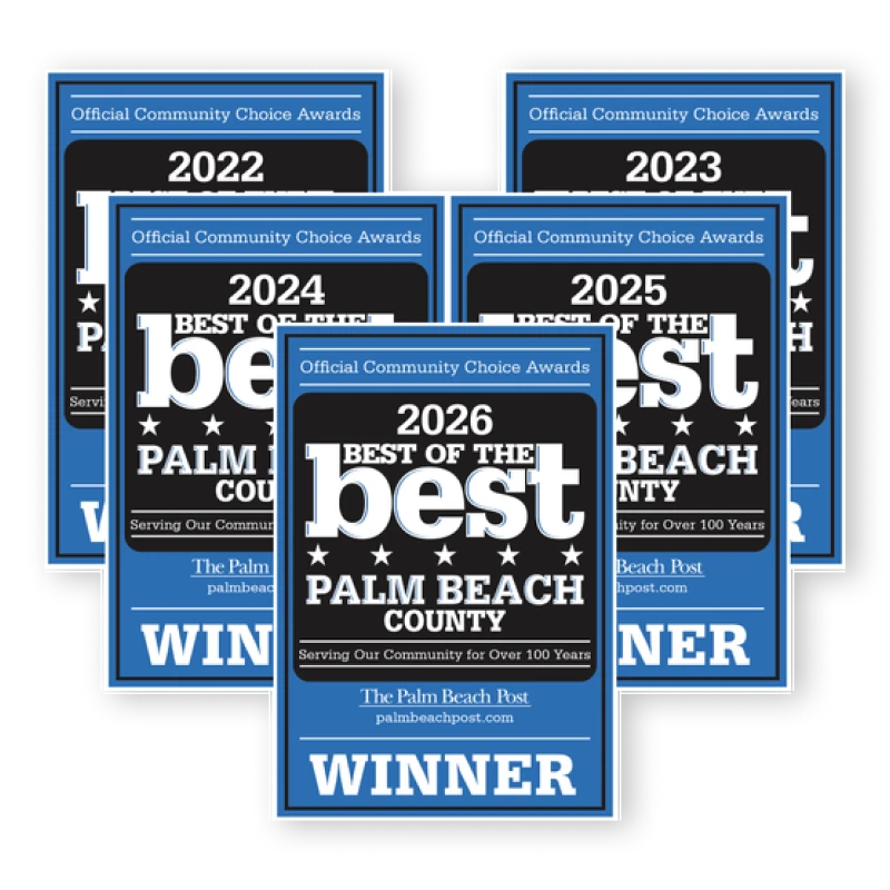 Best of Palm Beach County Best Car Wash award badges, 2022 through 2026