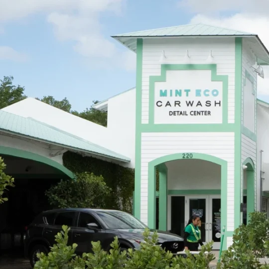 Mint Eco Car Wash Detail Center entrance at the Jupiter location
