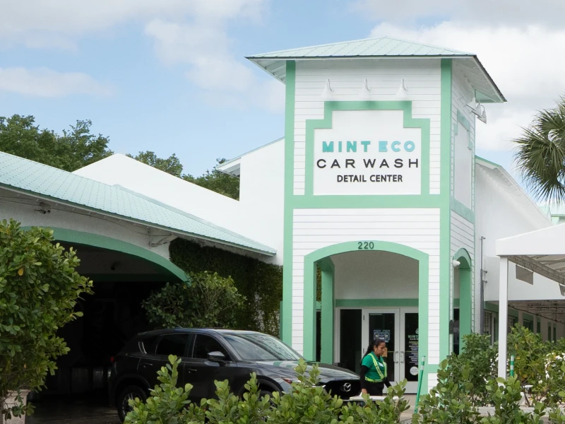 Mint Eco Car Wash Detail Center entrance at the Jupiter location