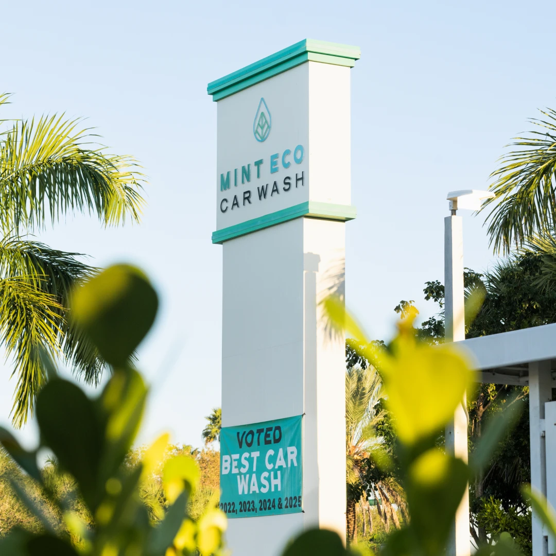 Mint Eco Car Wash sign reading Voted Best Car Wash 2022, 2023, 2024 and 2025