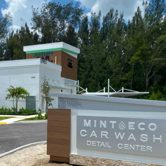Mint Eco Car Wash Detail Center sign at the Northlake location