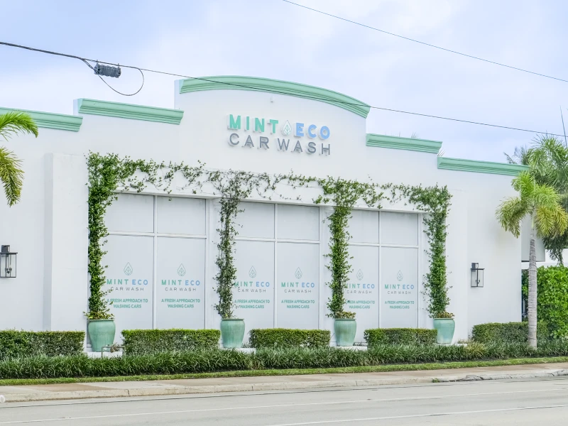 Mint Eco Car Wash exterior at the Southern Blvd and Dixie Hwy location