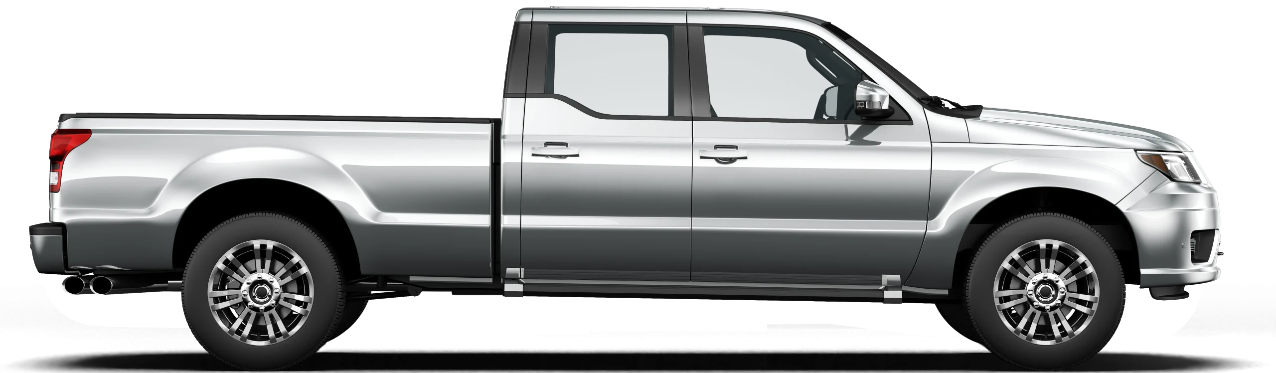 Silver pickup truck side profile